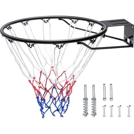 Panier de basket mural et porte, arceau flexible Q235 renforcé avec filet et double ressort, anneau standard 18" intérieur extérieur pour enfants et adultes (1/5)