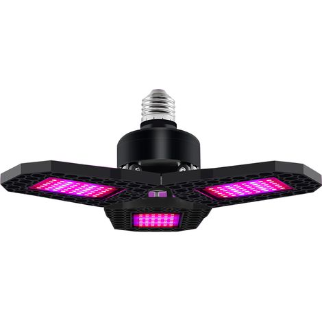 Lampe de croissance LED déformable 3 panneaux pliables 90° E27 spectre rouge-bleu pour semis légumes fleurs serre intérieur (1/5)
