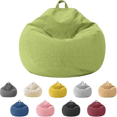 Bean Bag Chair for Kids and Adults, Cover Only Bean Bag Chair for Bedroom, Office, Living Room, Patio (Green) (1/5)