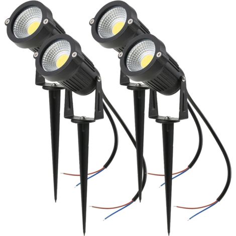 Lot de 4 lampes LED COB 5W pour jardin, allée ou mur, 12V AC/DC, éclairage décoratif extérieur, 500 lm, projecteur haute puissance ultra,lumineux, blanc. (1/5)