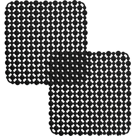 Juego de 2 protectores de fregadero de 28×28 cm, con ventosas, adhesivos de pared, color negro.