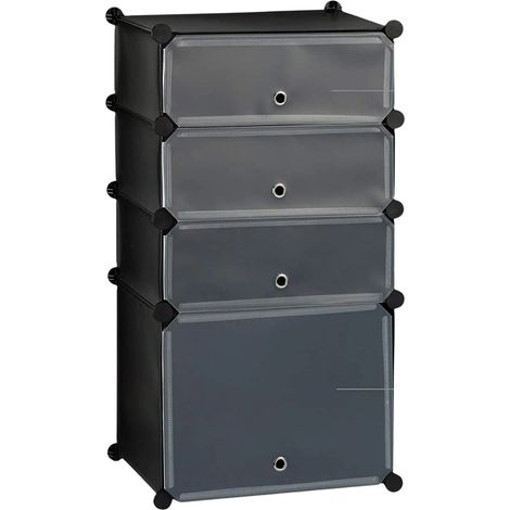 Scarpiera scaffale armadio con 4 scomparti 91 cm nero 1300016352