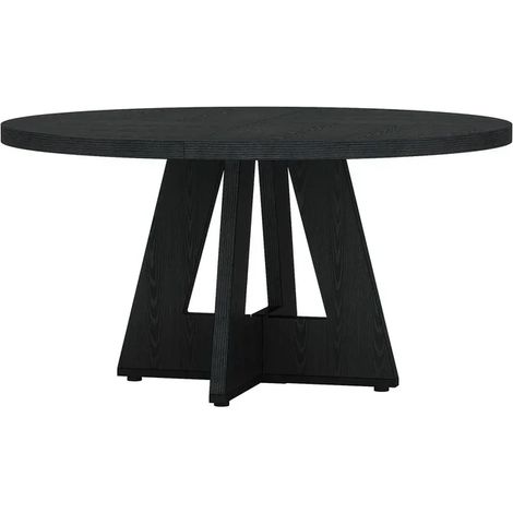 CHICFURN Mesa de comedor redonda 120 cm en madera de ingeniería negra estilo granja, sin sillas (1/5)