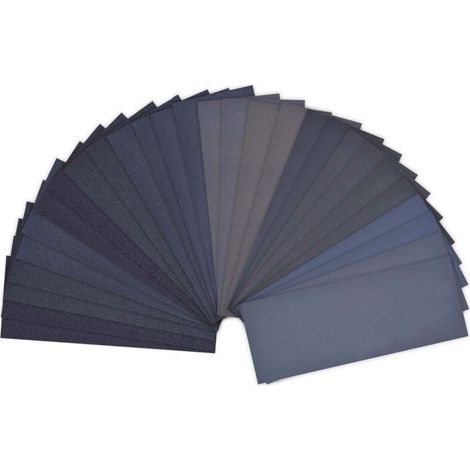 Trywise Papier de verre 36 pièces, feuilles de papier de verre, papier de verre 400 -3000 pour métal, papier de verre sec et humide, papier de verre grain, papier de verre imperméable (1/4)