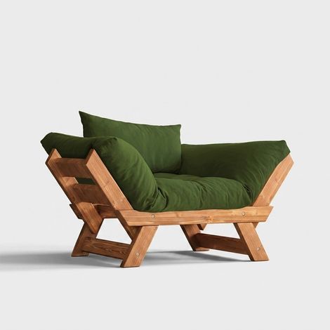 Elara Holzrahmen-Schlafsofa mit wasserabweisender Leinenbezug - Dunkel Grün (1/4)