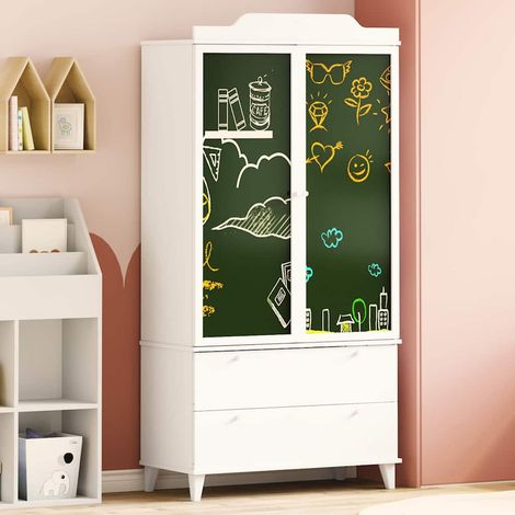vidaXL Armadio con Lavagna con cassetto ROROS Bianco 90 x 45 x (1/5)