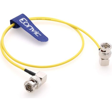 Câble coaxial vidéo 12 G HD-SDI BNC vers BNC mâle 75 ohm multicolore pour caméra RF vidéo flexible et fin pour moniteur vidéo (jaune RA vers RA, 60 cm) (1/4)