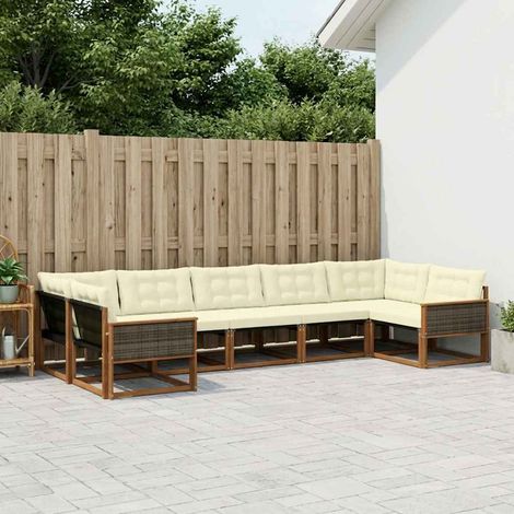 vidaXL Outdoor-Sofagarnitur mit Kissen 7 pcs Natur und Creme (1/5)