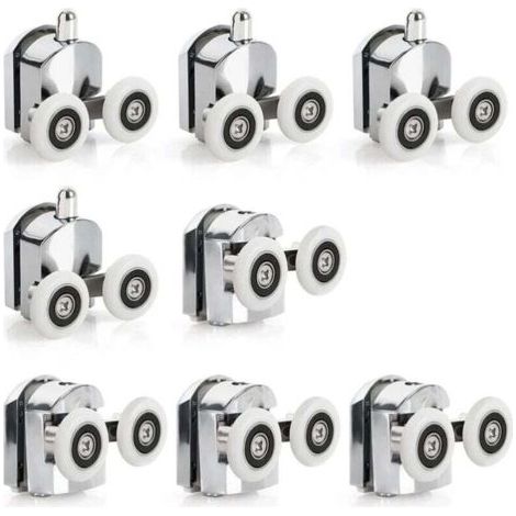 8 pcs Porte de Douche Coulissante Roulette Porte Coulissante Douche en Alliage de Zinc 23 mm de Diamètre Roues Jumelées de Rechange pour Salle de Bain