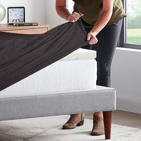 Lenzuolo Sotto 100% Cotone Per Materassi Alti Fino 30 Cm Avvolgente Lenzuola Con Angoli Elastici Singolo Matrimoniale Copri Topper Salvamaterasso Piombo - Matrimoniale