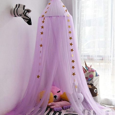 Bed Canopy - Polyester Mosquito Net 240 x 60 cm - Star Decor 270 cm - For Girls Room Decor Reading Nook Play Tent - 1 Set (1/5)