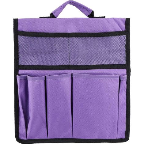 1 banc de jardin pliable avec sac à outils, violet, tissu Oxford 600D, crochet arrière, poignée intégrée (1/5)