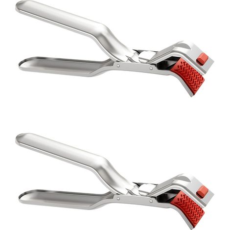 Pinces anti-brûlure en acier inoxydable (lot de 2), pinces pour bols de cuisine, pinces pour plaques de cuisson, pinces de cuisson (1/5)