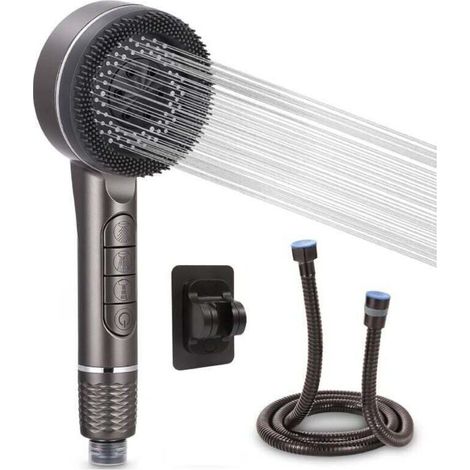Cabezal de ducha con filtro, cabezal de ducha con manguera de acero inoxidable de 1,5 m, 3 modos de chorro de agua, cabezal de ducha con soporte, cabezal de ducha de alta presión que ahorra agua.