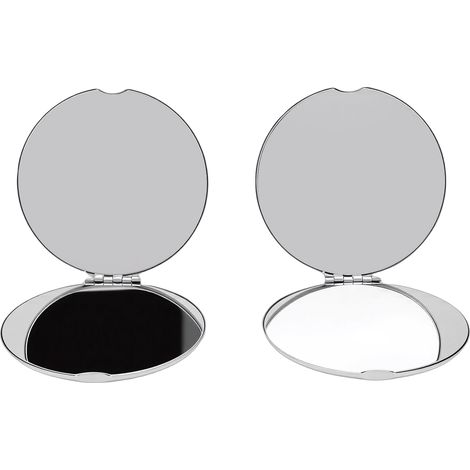 Lot de 2 miroirs en acier inoxydable double face, pliables et incassables, pour sac à main ou poche, ronds, 6,6 cm (2,6 pouces). (1/5)