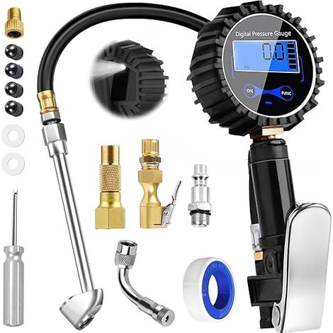 Digital Tyre Pressure Gauge, Inflating Handle, Multifunctional Gauge (1/5)