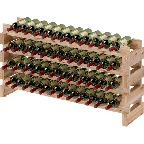 Cave à Vin en Bois pour 48 Bouteilles, Étagère de Rangement, 114 x 28 x 56,5 cm, Rangement Bar, Cave et Salle à Manger, Bois Naturel (1/5)