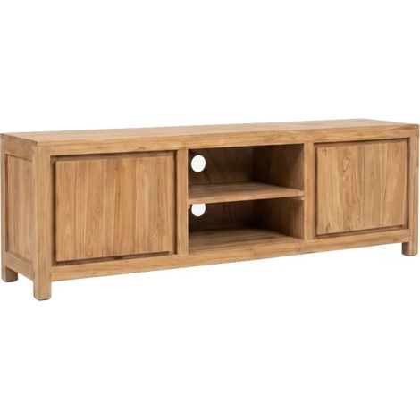 Meuble TV L. 160 cm en bois de teck 2 portes – APHRODITE (1/5)