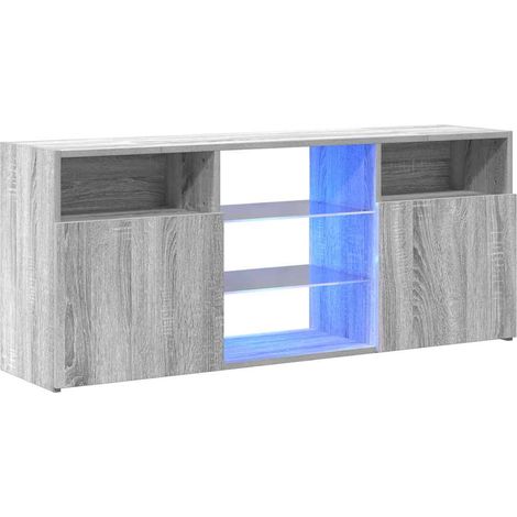 Mobile TV multimediale scaffale per televisione televisione buffet sala da pranzo soggiorno camera da letto con luci a LED sonoma 120 x 30 x 50 cm grigio 020026797