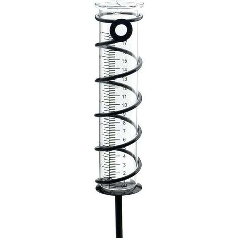Pluviomètre extérieur en Verre, Pluviomètres en Verre avec Piquet en Métal Pluviomètre Exterieur Pluie Tube de Mesure Pluviomètre de Jardin en Verre avec échelle Claire (1/4)