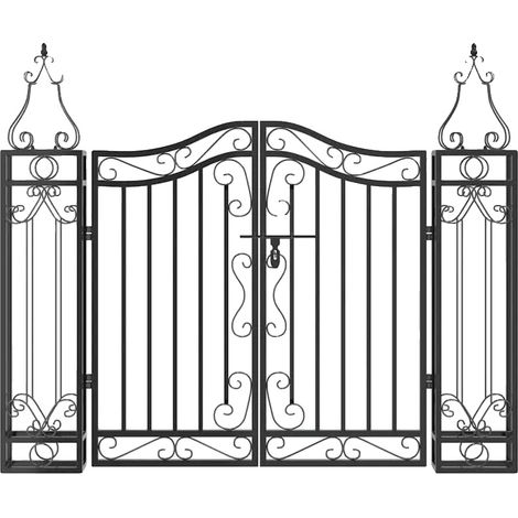 Portail de jardin, fer forgé, adapté aux designs modernes, noir (1/2)