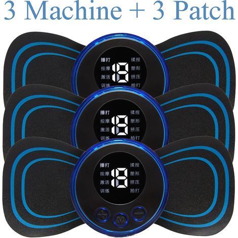 Appareil de massage cervical EMS Mini à impulsions électriques avec écran LCD et 8 modes de massage. Outil de soulagement des douleurs musculaires et de massage corporel portable01095-AquaForge