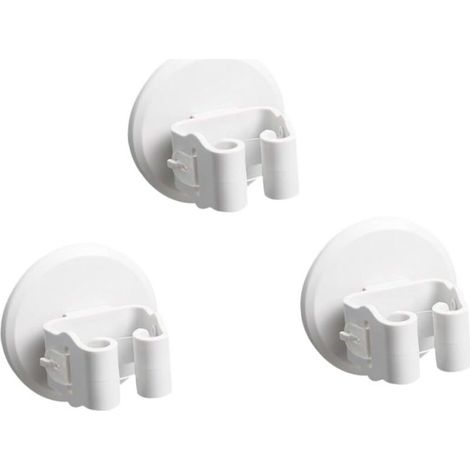 3pièces Support pour Balai à Franges Et Serpillière Pince De Fixation avec Ventouse Lot de Blancs (1/5)