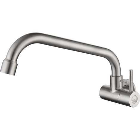 Mitigeur mural rotatif 360° pour évier de cuisine, robinet de lavabo en acier inoxydable, pivotant à 360°, alimentation en eau, usage domestique, finition robuste. (1/5)