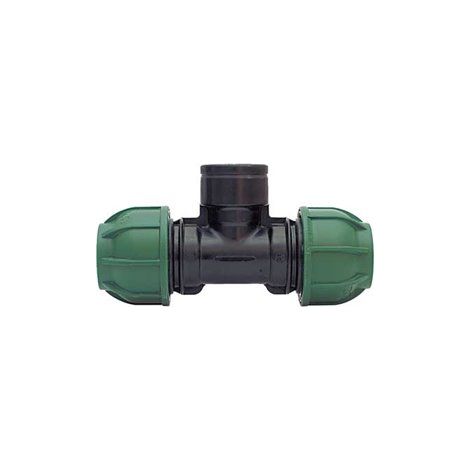 Raccordo a "T" con derivazione femmina in polipropilene per irrigazione e giardinaggio PN 10 Bar -40 x 1 ¼” x 40