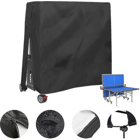 Housse de protection imperméable noire pour table de ping-pong d'extérieur - 165 x 70 x 185 cm (1/4)