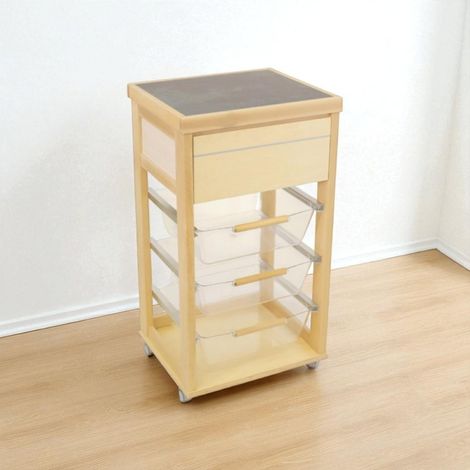 Carrello in legno Naturale con cesti portafrutta in policarbonato LANDHELL (1/3)