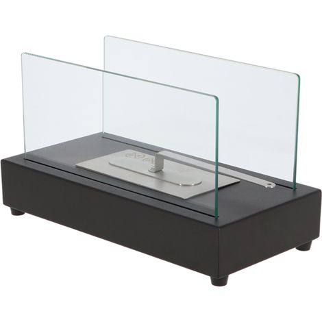 Cheminée de table au bioéthanol rectangle - Noir - L 35,5 x P 18 x H 20,6 cm - Livraison gratuite