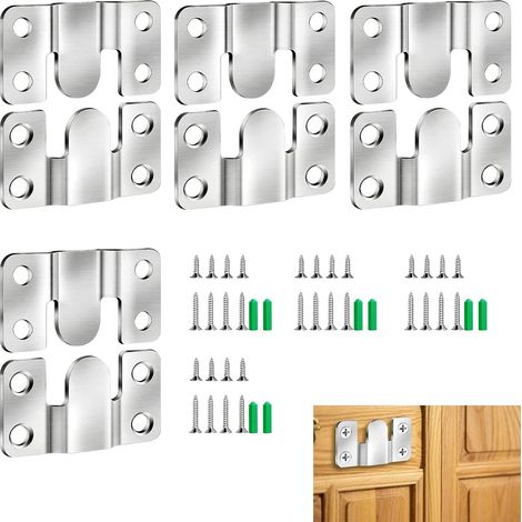 8 Pcs Concealed Mounting Brackets, Frame Mounts, Invisible Mount, Includes Screws and Expansion Bolts, Suitable for Boards and Mirrors, Silver (1/5)