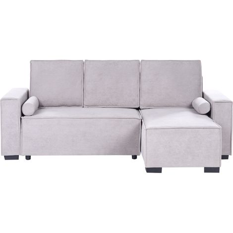 Sofá cama moderno 3 plazas con chaise longue izquierdo reposabrazos espacio de almacenaje reversible gris Edane (1/5)