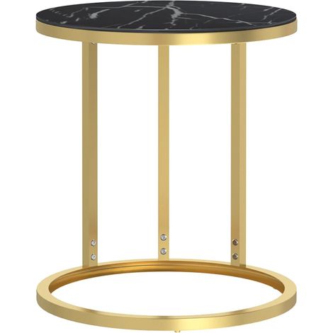 Maison Exclusive - Beistelltisch Golden und Schwarze Marmor-Optik