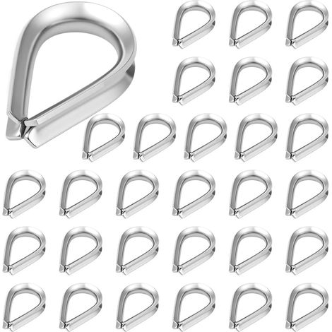 30PCS M4 Cosses de Cable Metallique, Cosse de Câble en Acier Inoxydable, Cosse Coeur pour Cable Acier, pour la Cable Metallique 4mm (1/5)