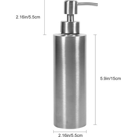 Distributeur de savon en acier inoxydable 350 ml pour évier de cuisine, robinet de salle de bain, boîte à shampoing et récipient à savon (1/5)