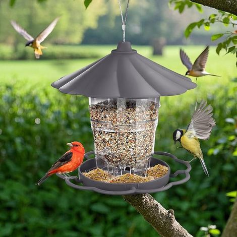 Mangeoire pour oiseaux à suspendre distributeur de nourriture rétractable mangeoire résistante aux intempéries pour mésanges moineaux