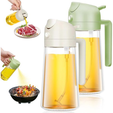 pezzi spruzzatore per olio alimentare da 470 ml, flacone spray in vetro 2 in 1, spruzzatore per olio per friggitrice ad aria per cucinare, grigliare, insalata, cuocere al forno