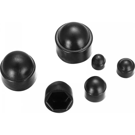 Packung mit 20 schwarzen M10-Sechskantkappen aus Kunststoff (17 mm Schlüsselweite) für Sechskantmuttern und -schrauben