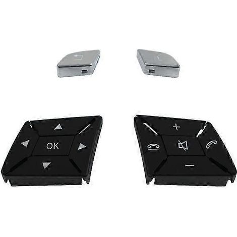 Cache-boutons de commande au volant pour Mercedes Classe C, E et A (W156, W246), argent.-AquaForge (1/3)