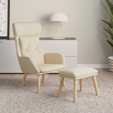 Chaise de relaxation avec repose-pied Chaise scandinave Chaise de salon Crème Tissu 99241 (1/5)