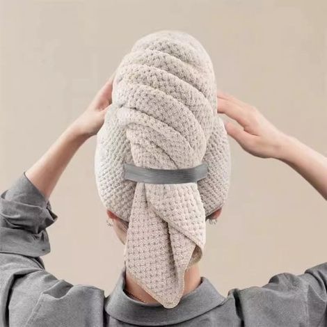 Toalla grande para el cabello de mujer, con goma elástica de secado rápido, toalla para secar el cabello y cuidarlo, 66,8 cm x 101,6 cm (Camel) (1/4)