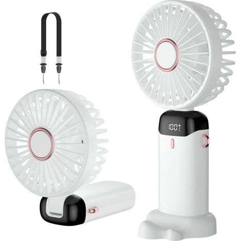 Ventilateur portatif, mini ventilateur portable rechargeable par USB, petit ventilateur de poche avec base, Ventilateur de bureau pliable