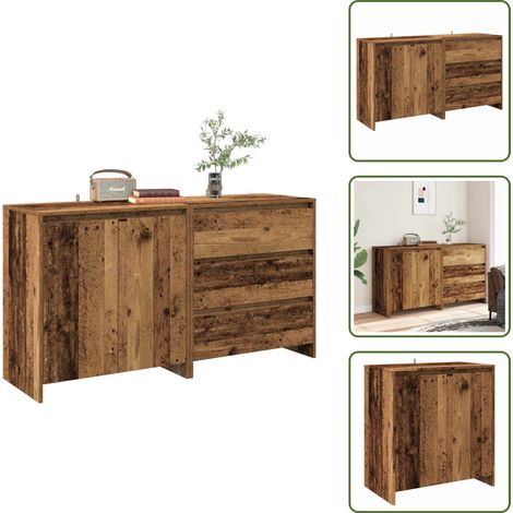 2-tlg. Sideboard Altholz-Optik Holzwerkstoff - Sideboard - Sideboards - Kommode - Anrichte