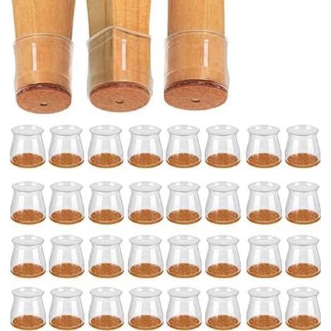 Protège-pieds de chaise - Protège-pieds de chaise - Pieds ronds - Feutre anti-rayures - Protection de sol - Transparent - 32 pièces (1/5)