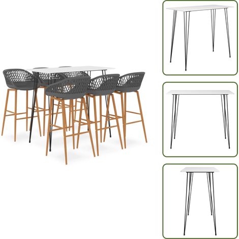 vidaXL 7-tlg. Bar-Set Weiß und Grau (1/5)
