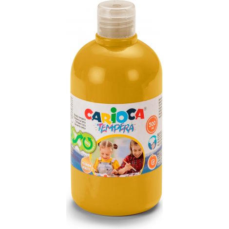 Carioca Flasche de Tempera - 500ml - super abwaschbare Farben - einfaches de Mischen - anwendbar auf porösen Materialien - hohe Deckkraft - Farbe Gold