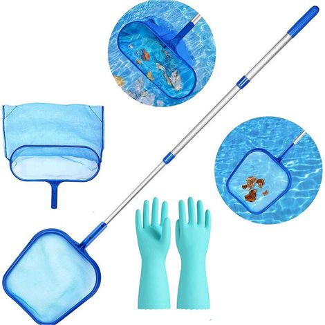 Épuisette de piscine - Épuisette de piscine - Avec pôle télescopique - Épuisette de fond de piscine - Épuisette profonde - Nettoyage de piscine - Pour piscine, aquarium, spa (1/5)