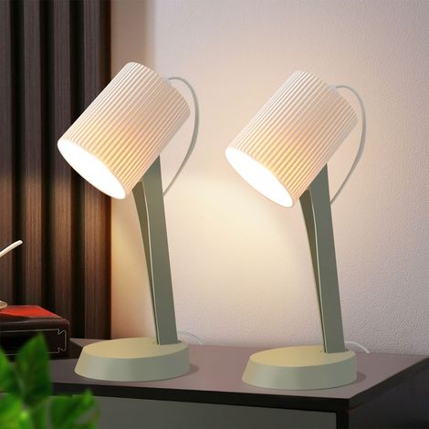 ACKERMAN Lampe de chevet 2 pièces - Lampe de table salon/chambre à coucher/table à manger, style campagnard moderne, 37,4 cm, vert, E14, sans ampoule (1/5)